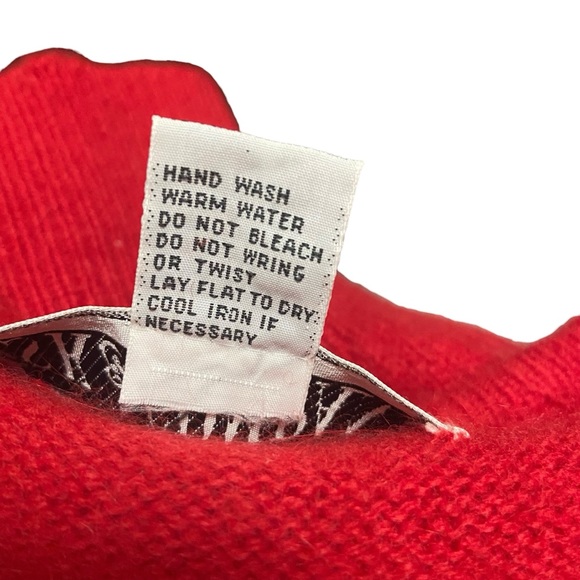 Vintage SK & Company Lambswool Angora Puffy Shoulder Sweater Red - Picture 12 of 13